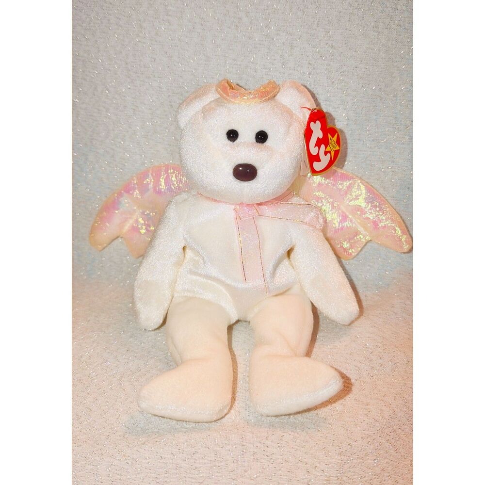 Extremely Rare Ty Beanie Babies Halo the Angel Bear Toy With Many Errors